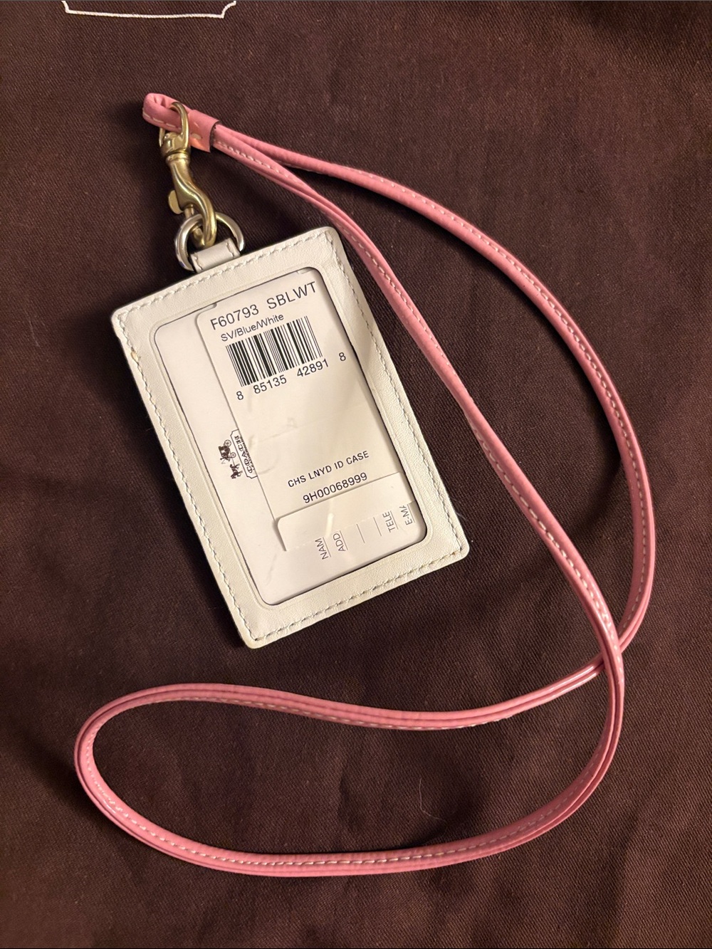 Coach Blue & Pink Signature Stripe Lanyard Card Holder - Picture 3 of 6